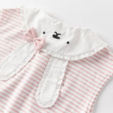 Dave&Bella Toddler Girls Summer Striped Adorable Rabbit-shaped Soft Cotton T-shirt Tops