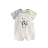Dave&Bella Baby Boys Summer Beige Comfortable Short-sleeved Rompers