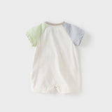Dave&Bella Baby Boys Summer Beige Comfortable Short-sleeved Rompers