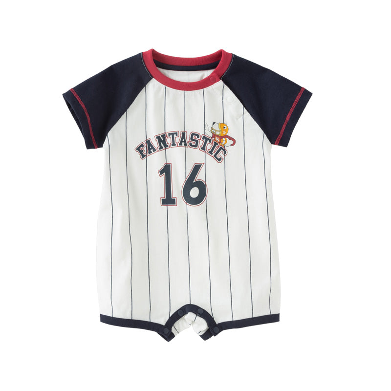 Dave&Bella Baby Boys Summer Striped Cotton Indoor Soft Rompers