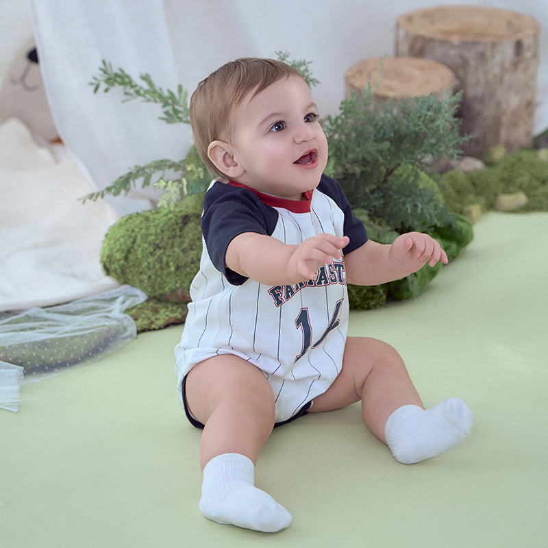 Dave&Bella Baby Boys Summer Striped Cotton Indoor Soft Rompers