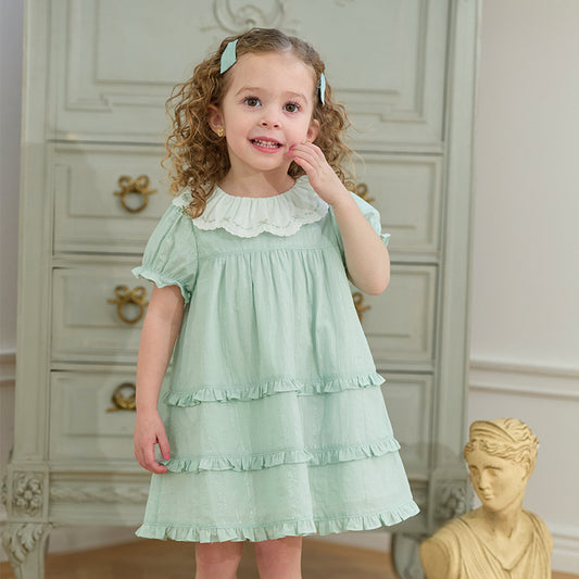 Dave&Bella Girls Summer Green Cotton Princess Dress