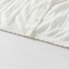 Dave&Bella Kids Girls Summer Cute White Outwear Soft Long-sleeved Cardigans