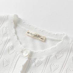Dave&Bella Kids Girls Summer Cute White Outwear Soft Long-sleeved Cardigans
