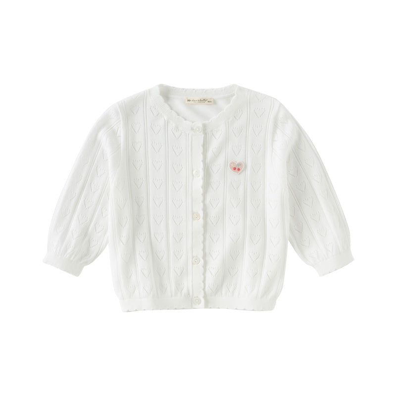 Dave&Bella Kids Girls Summer Cute White Outwear Soft Long-sleeved Cardigans