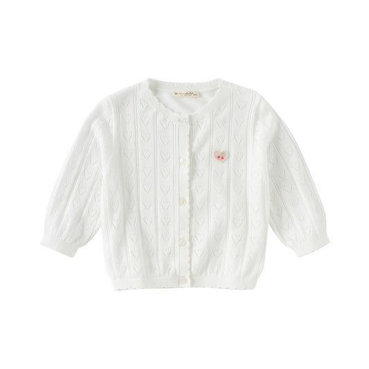 Dave&Bella Kids Girls Summer Cute White Outwear Soft Long-sleeved Cardigans