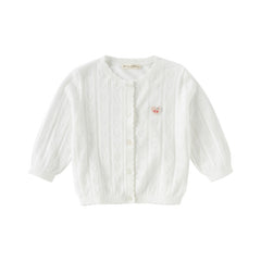 Dave&Bella Kids Girls Summer Cute White Outwear Soft Long-sleeved Cardigans