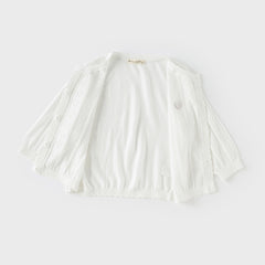 Dave&Bella Kids Girls Summer Cute White Outwear Soft Long-sleeved Cardigans