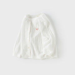 Dave&Bella Kids Girls Summer Cute White Outwear Soft Long-sleeved Cardigans