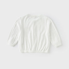 Dave&Bella Kids Girls Summer Cute White Outwear Soft Long-sleeved Cardigans