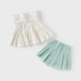 Dave&Bella Toddler Girls Summer Cotton Cherry Print T-shirt Short Pant Set(wallet bag)