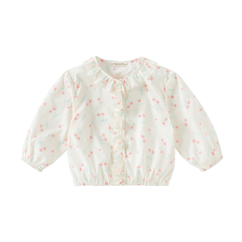 Dave&Bella Toddler Girls Summer Cherry Print Outwear UV-protection Sunscreen Jackets