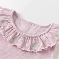 Dave&Bella Toddler Girls Summer Cotton Lace Collar Vests Tops