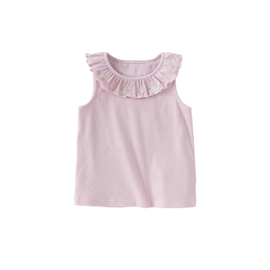 Dave&Bella Girls Summer Cotton Lace Collar Vest T-shirt Top