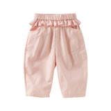 Dave&Bella Toddler Girls Summer Cute Beige/Pink Loose Soft Harem Pants
