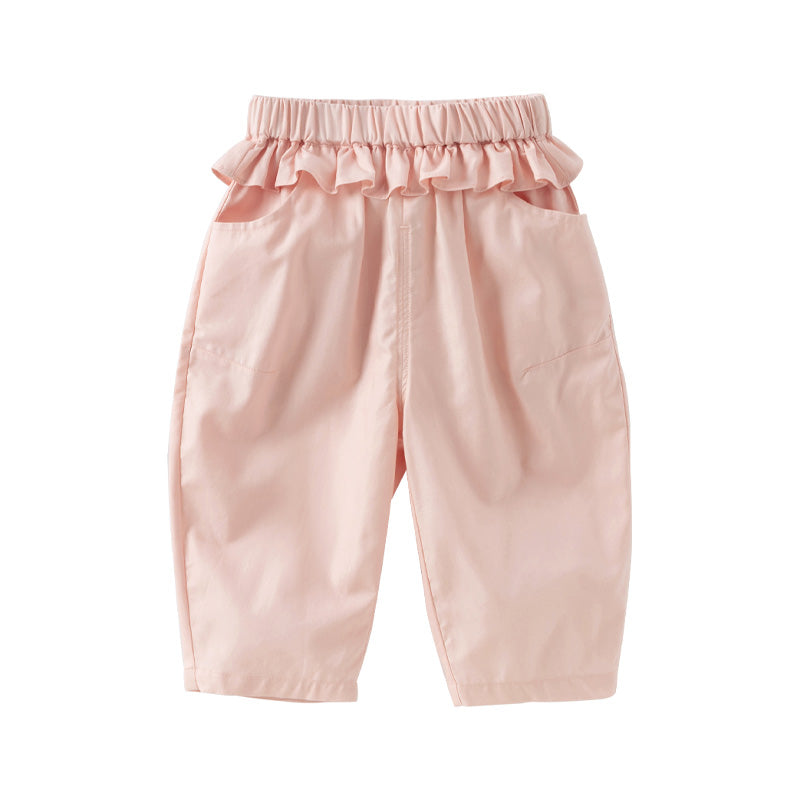 Dave&Bella Toddler Girls Summer Cute Beige/Pink Loose Soft Harem Pants