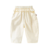 Dave&Bella Toddler Girls Summer Cute Beige/Pink Loose Soft Harem Pants