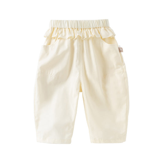 Dave&Bella Toddler Girls Summer Cute Beige/Pink Loose Soft Harem Pants