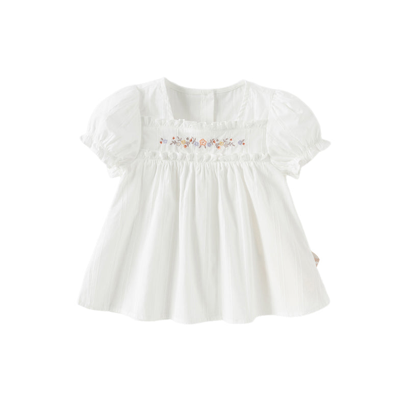 Dave&Bella Toddler Girls Summer Thin White Cotton T-Shirt Tops
