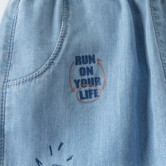 Dave&Bella Toddler Boys Summer Casual Denim Blue Adjustable-waistband Wide Pants