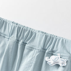 Dave&Bella Toddler Boys Summer Blue/Light Grey Casual Drawstring Loose Pants