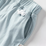 Dave&Bella Toddler Boys Summer Blue/Light Grey Casual Drawstring Loose Pants