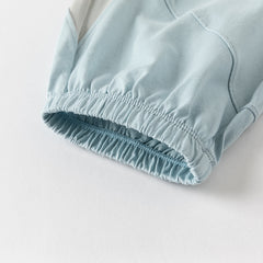 Dave&Bella Toddler Boys Summer Blue/Light Grey Casual Drawstring Loose Pants