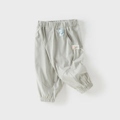 Dave&Bella Toddler Boys Summer Blue/Light Grey Casual Drawstring Loose Pants