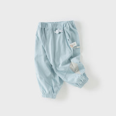 Dave&Bella Toddler Boys Summer Blue/Light Grey Casual Drawstring Loose Pants