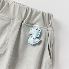 Dave&Bella Toddler Boys Summer Blue/Light Grey Casual Drawstring Loose Pants