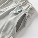 Dave&Bella Toddler Boys Summer Blue/Light Grey Casual Drawstring Loose Pants