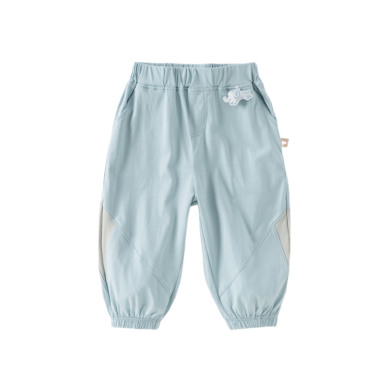 Dave&Bella Toddler Boys Summer Blue/Light Grey Casual Drawstring Loose Pants
