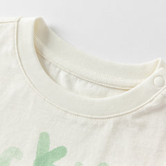 Dave&Bella Toddler Boys Summer Playful Red/Beige Breathable Cotton T-shirt Tops