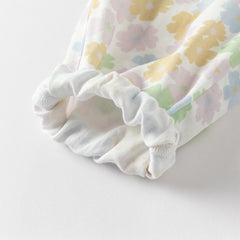 Dave&Bella Toddler Girls Summer Beige Floral Print Loose Mosquito Proof Pants