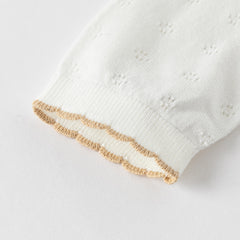 Dave&Bella Kids Girls Summer Elegant Beige Outwear Long-sleeved Cardigans