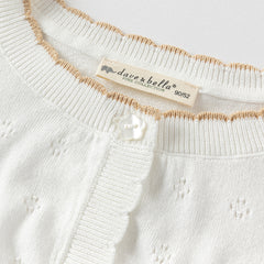 Dave&Bella Kids Girls Summer Elegant Beige Outwear Long-sleeved Cardigans