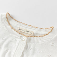Dave&Bella Kids Girls Summer Elegant Beige Outwear Long-sleeved Cardigans
