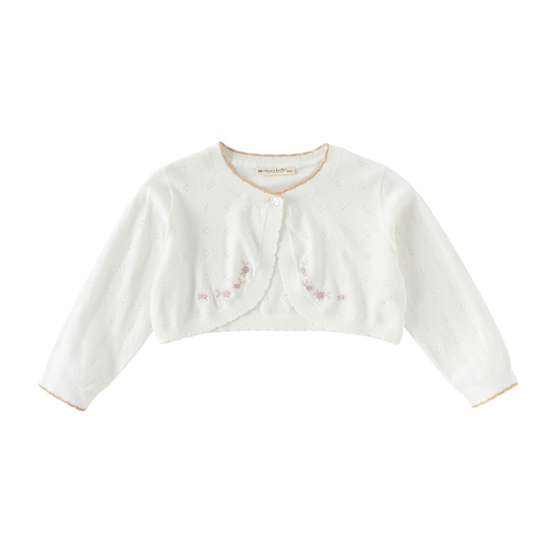 Dave&Bella Kids Girls Summer Elegant Beige Outwear Long-sleeved Cardigans