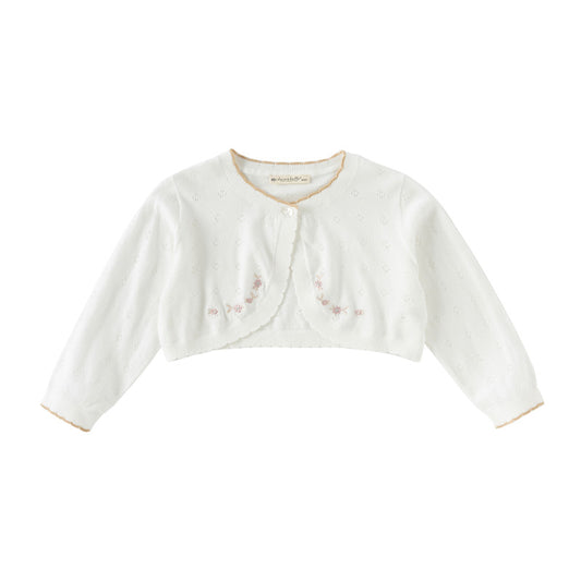 Dave&Bella Kids Girls Summer Elegant Beige Outwear Long-sleeved Cardigans