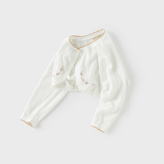 Dave&Bella Kids Girls Summer Elegant Beige Outwear Long-sleeved Cardigans