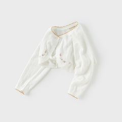 Dave&Bella Kids Girls Summer Elegant Beige Outwear Long-sleeved Cardigans