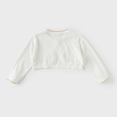 Dave&Bella Kids Girls Summer Elegant Beige Outwear Long-sleeved Cardigans