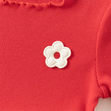 Dave&Bella Toddler Girls Vivid Red Knit Sweater Mesh Dress