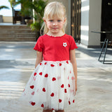 Dave&Bella Girls Summer Casual Red Short Sleeve Mesh Dress
