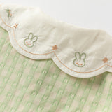 Dave&Bella Toddler Girls Summer Cotton Green Plaid Bubble Sleeve Dress (wallet bag)