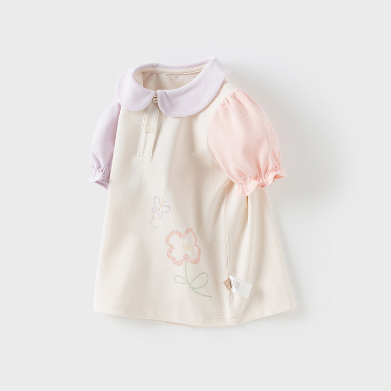 Dave&Bella Kids Girls Summer Cotton Beige Polos