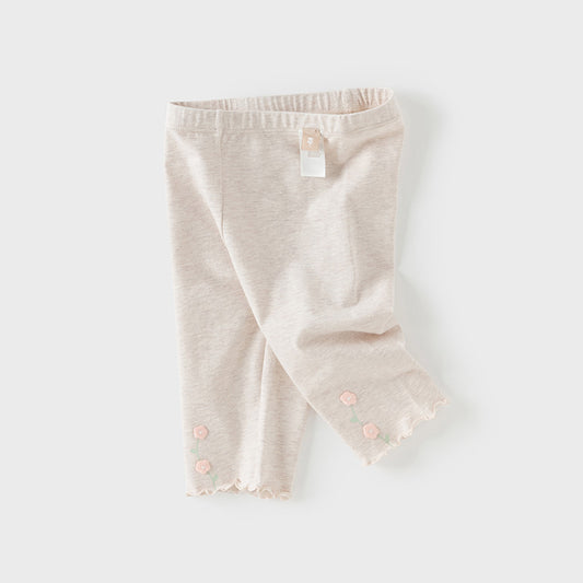 Dave&Bella Toddler Girls Summer Cute Beige/Grey Slim Leggings