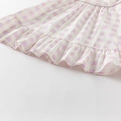 Dave&Bella Girls Summer Cute Cotton Purple Plaid A-line Dress