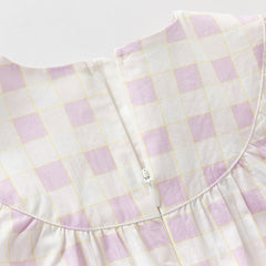 Dave&Bella Girls Summer Cute Cotton Purple Plaid A-line Dress