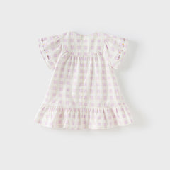Dave&Bella Girls Summer Cute Cotton Purple Plaid A-line Dress